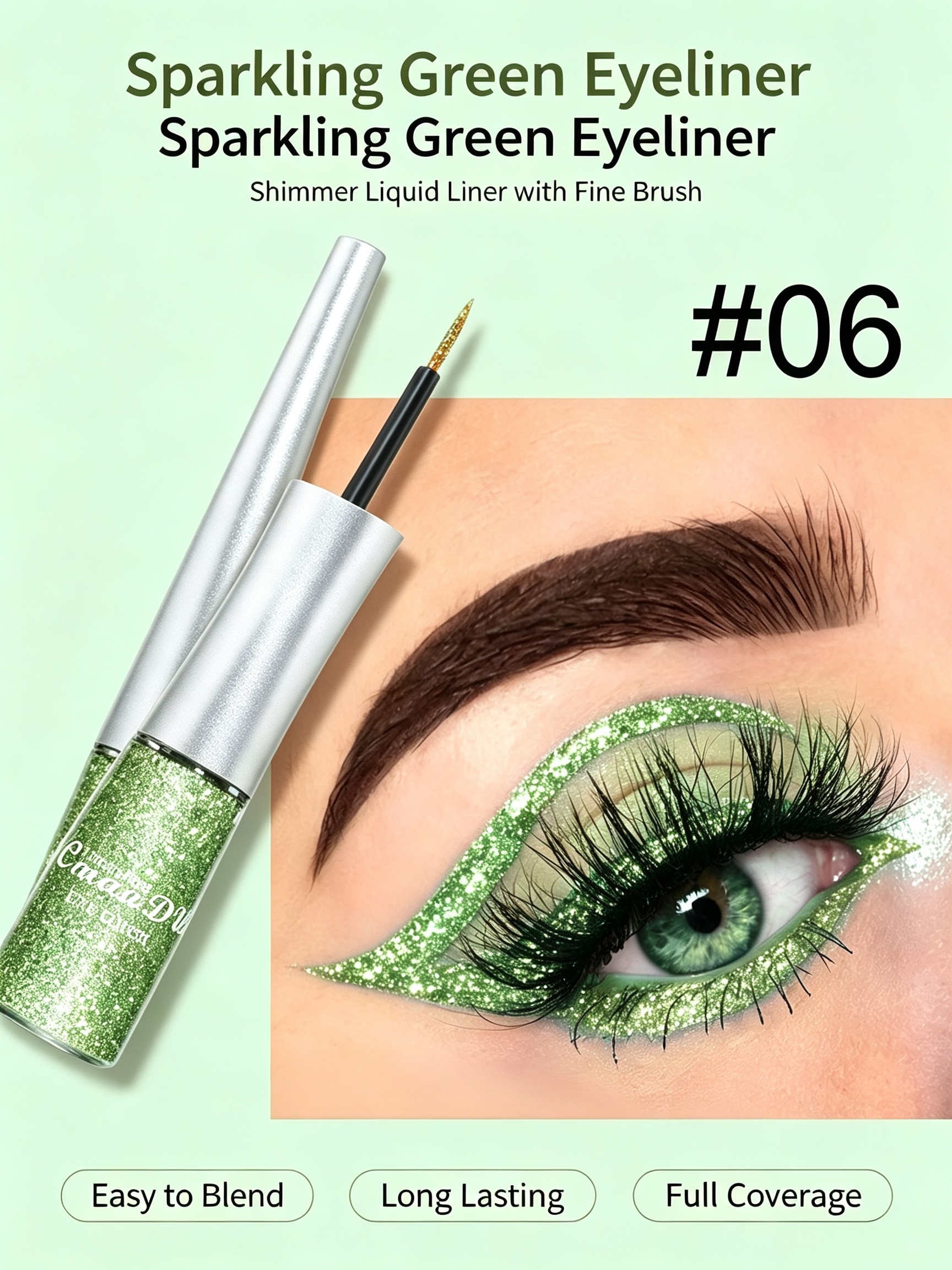 Shimmery Green Glitter Eyeliner #06