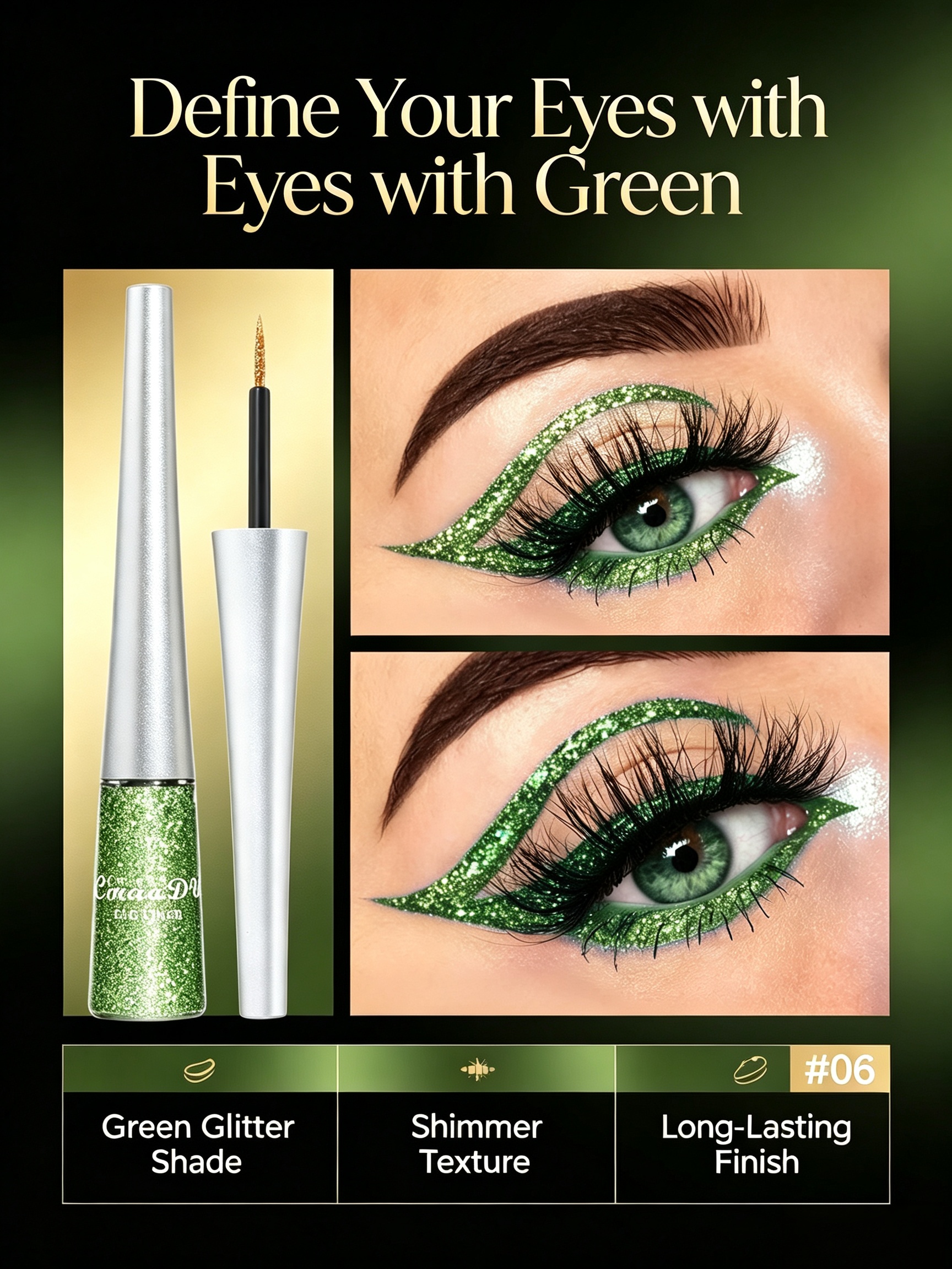 Shimmery Green Glitter Eyeliner #06