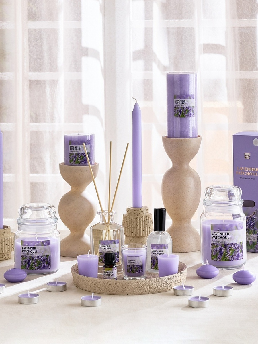 شموع فوتيف معطرة برائحة لافندر باتشولي من قارا - طقم 4 قطع