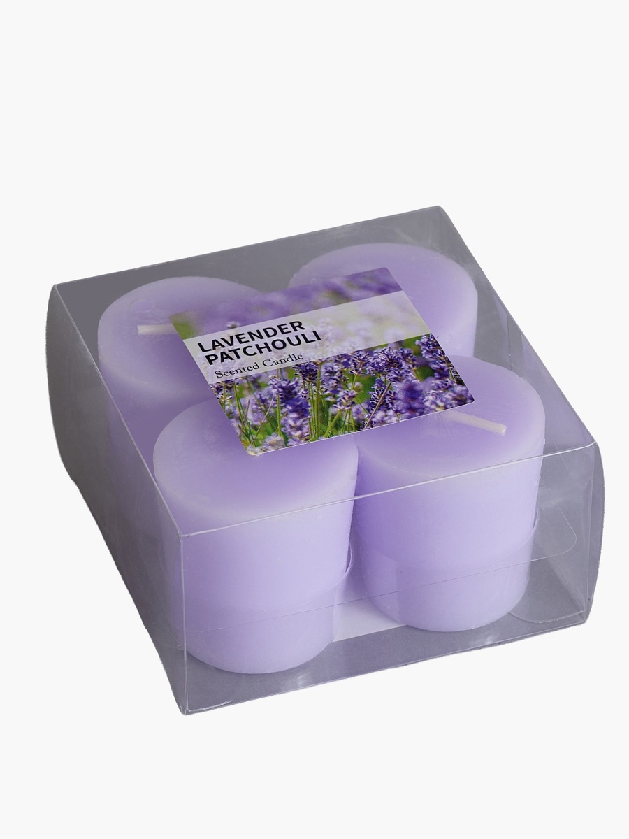 شموع فوتيف معطرة برائحة لافندر باتشولي من قارا - طقم 4 قطع
