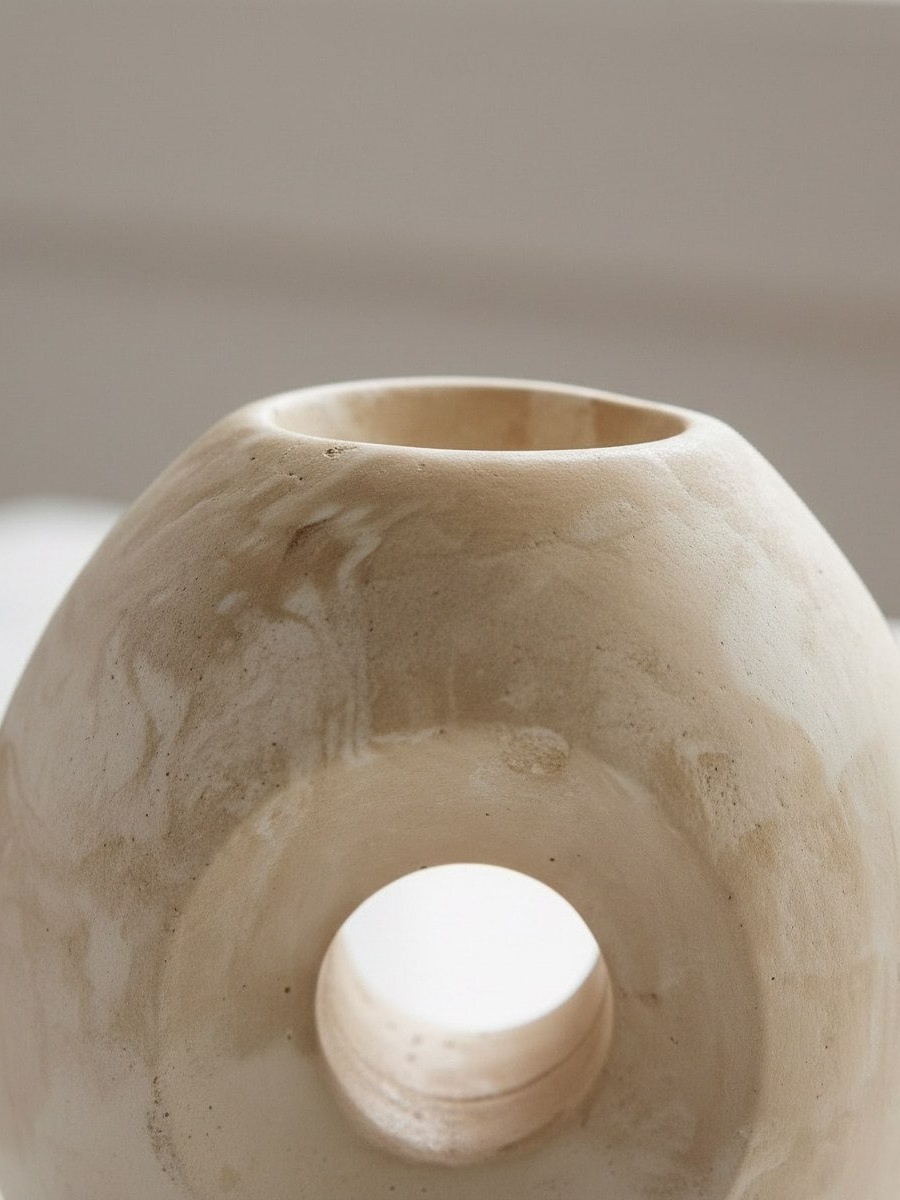 Fresco Ekla Decorative Cement Taper Candleholder - 10.5x8.5x10 cm