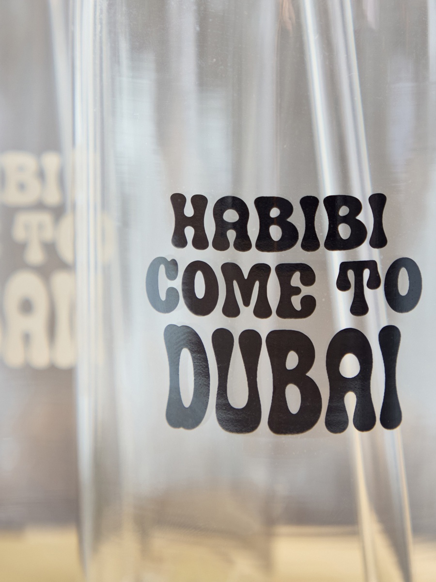 Zen Borosilicate 2-Piece Habibi Come To Dubai Mason Jar with Straw Set - 450 ml