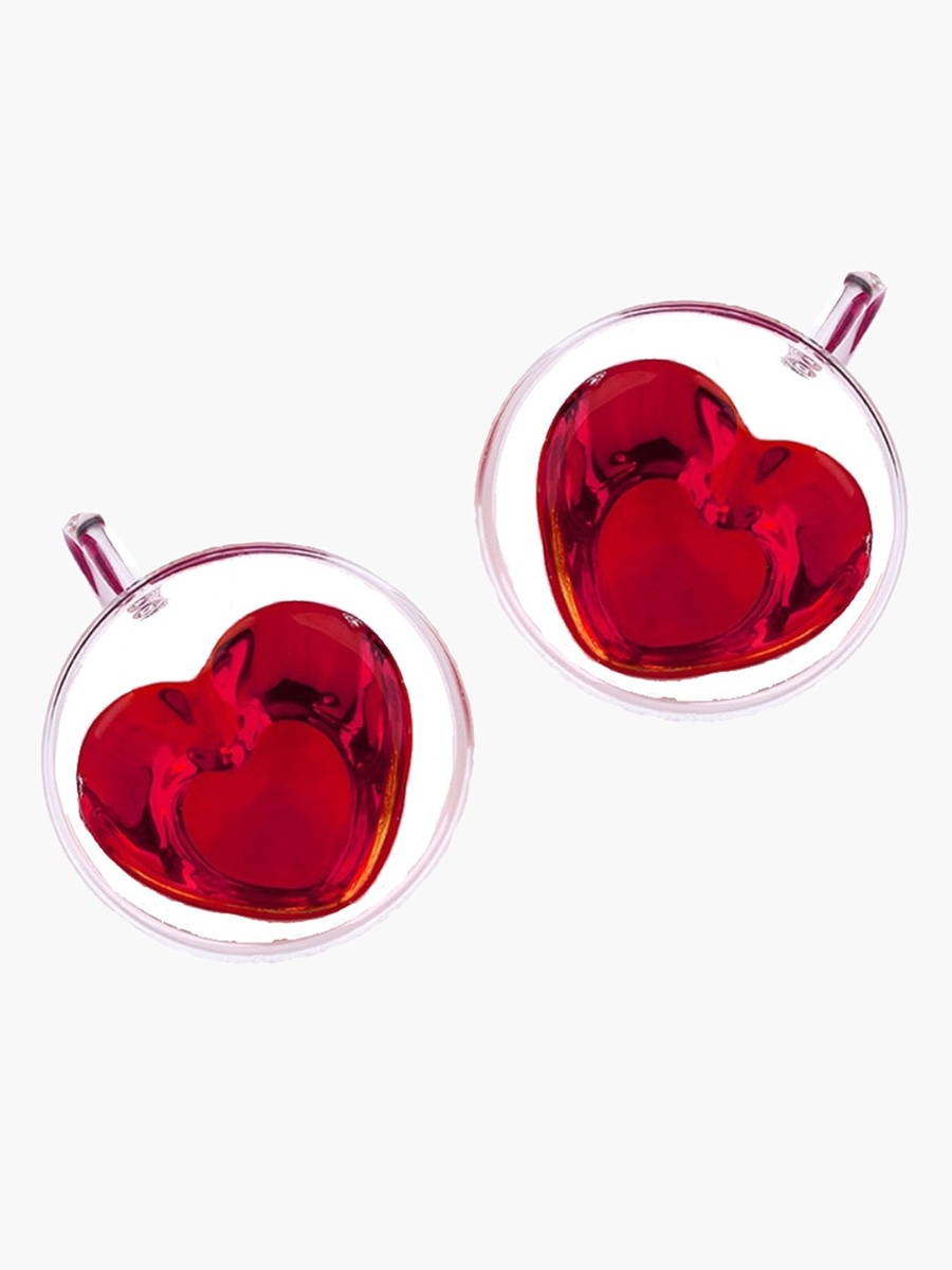 Zen Heart Shaped Double Wall Glass Cup - Set of 2