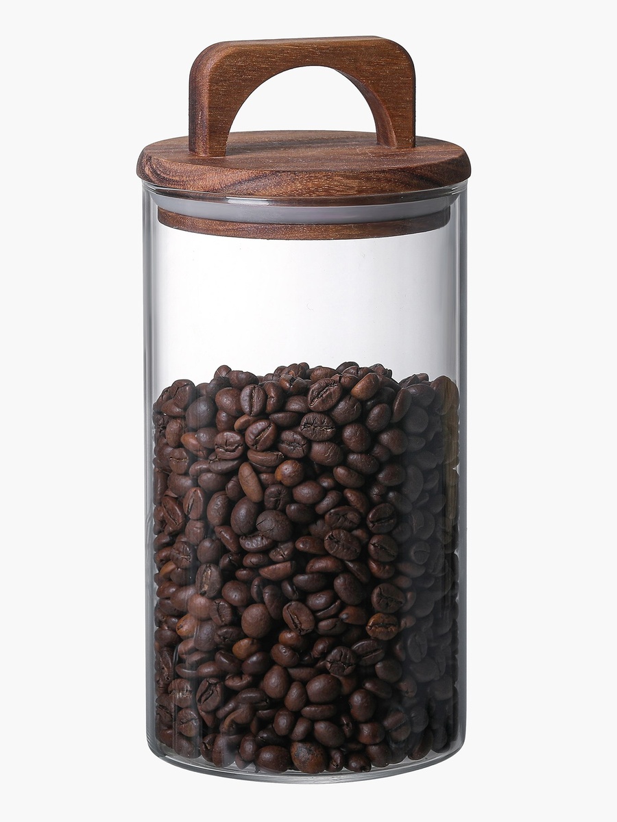 Zen Borosilicate Glass Storage Jar with Wooden Lid - 900 ml