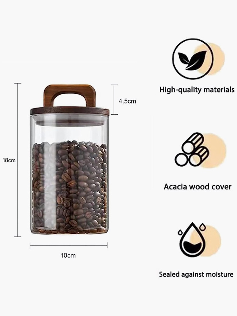 Zen Borosilicate Glass Storage Jar with Wooden Lid - 900 ml