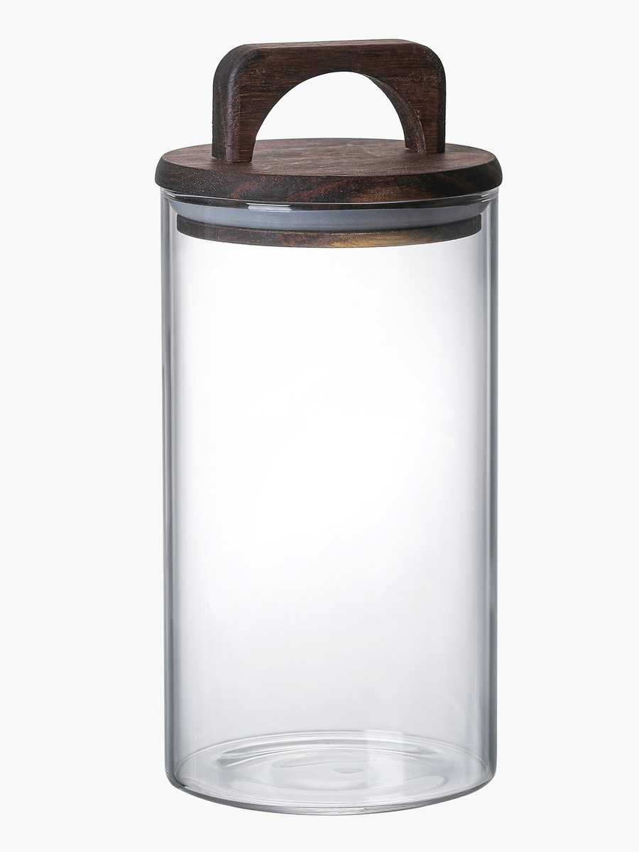 Zen Borosilicate Glass Storage Jar with Wooden Lid - 900 ml