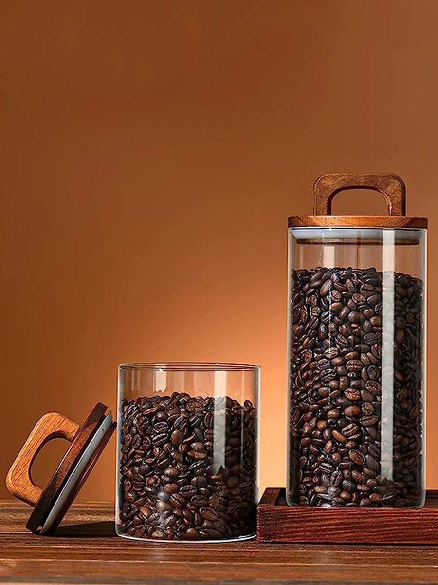 Zen Borosilicate Glass Storage Jar with Wooden Lid - 900 ml