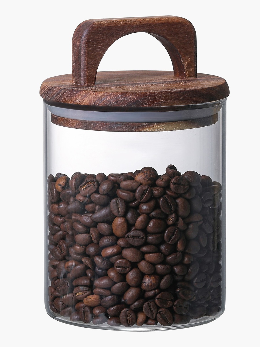 Zen Borosilicate Glass Storage Jar with Wooden Lid -  500 ml