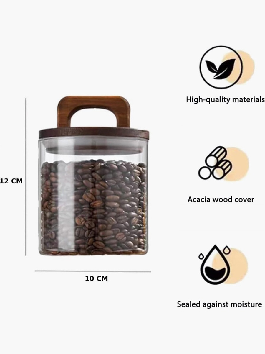 Zen Borosilicate Glass Storage Jar with Wooden Lid -  500 ml