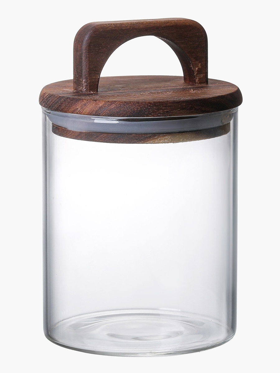 Zen Borosilicate Glass Storage Jar with Wooden Lid -  500 ml