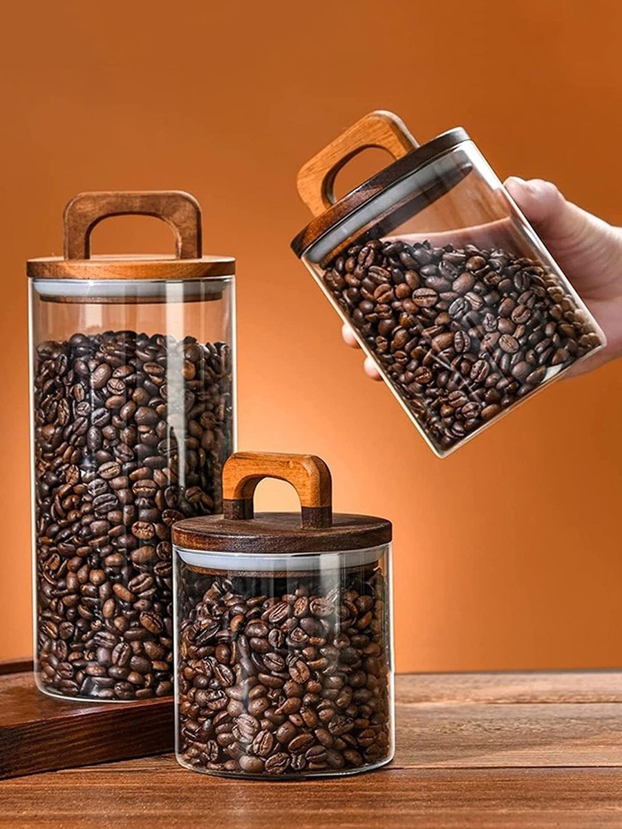 Zen Borosilicate Glass Storage Jar with Wooden Lid -  500 ml