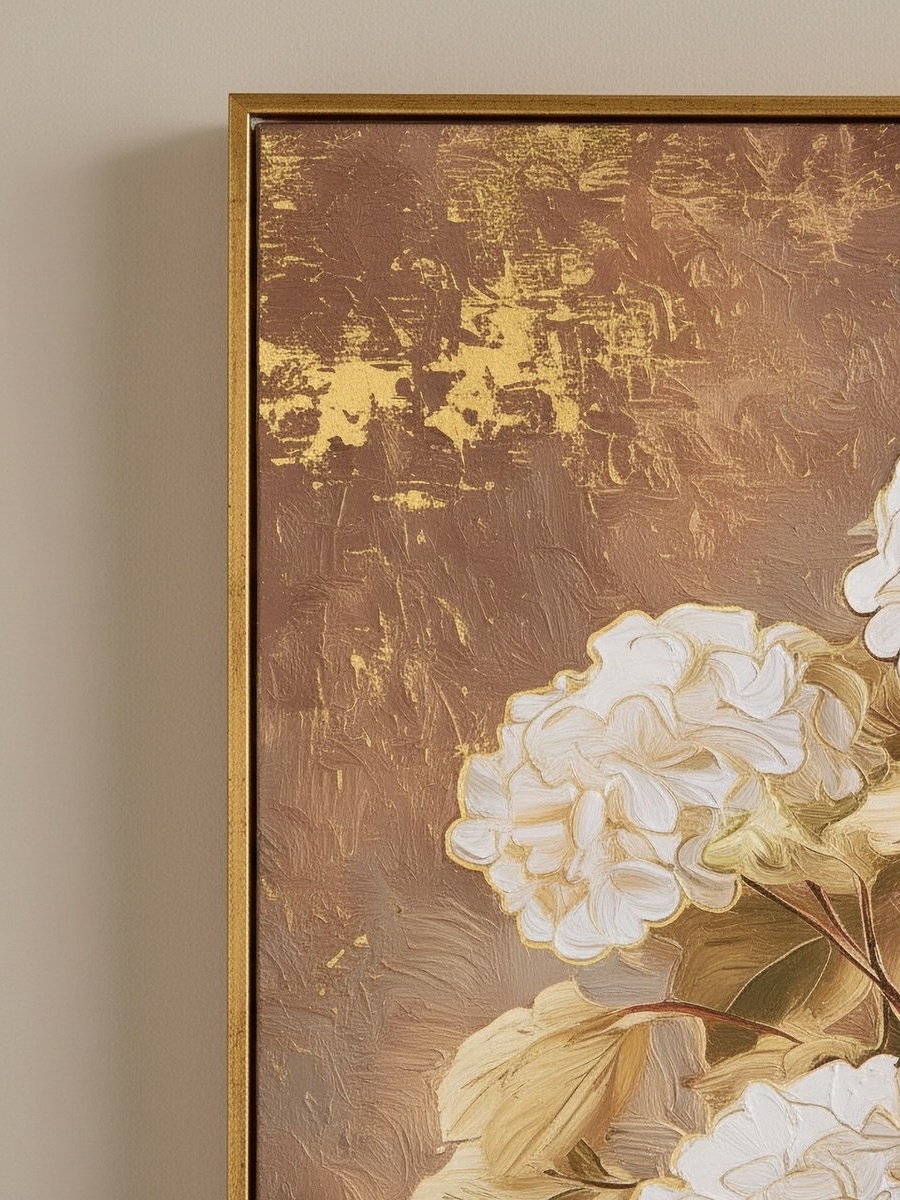 لوحة جدارية مؤطرة بتصميم أوراق مع تأثير رقائق من سايبرس كارل - 60×90×28 سم