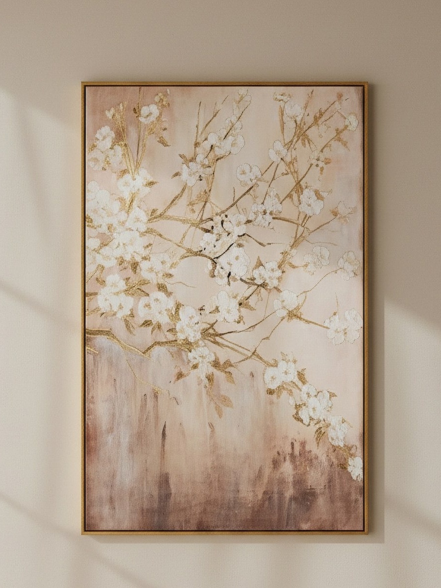 Cyprus Carl Peony Flowers Framed Picture with 3D Foil Effect - 60x90x28 cm