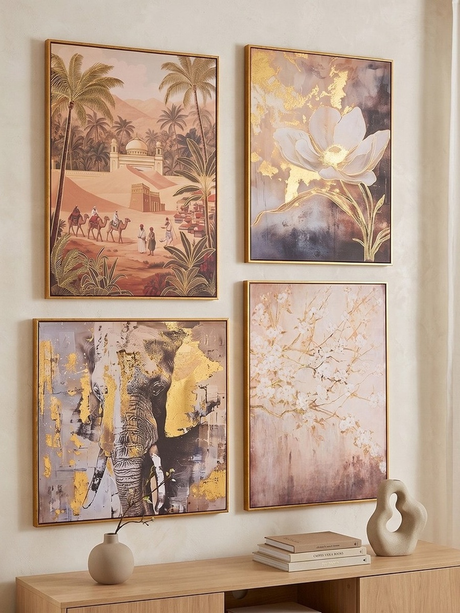 Cyprus Carl Peony Flowers Framed Picture with 3D Foil Effect - 60x90x28 cm