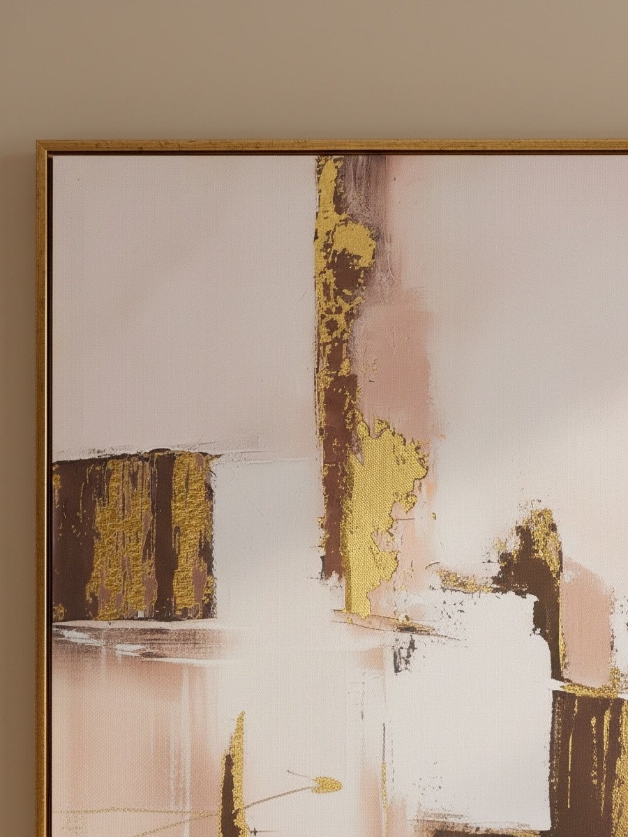 Cyprus Carl Abstract Framed Wall Art with 3D Gold Foil - 60x90x28 cm