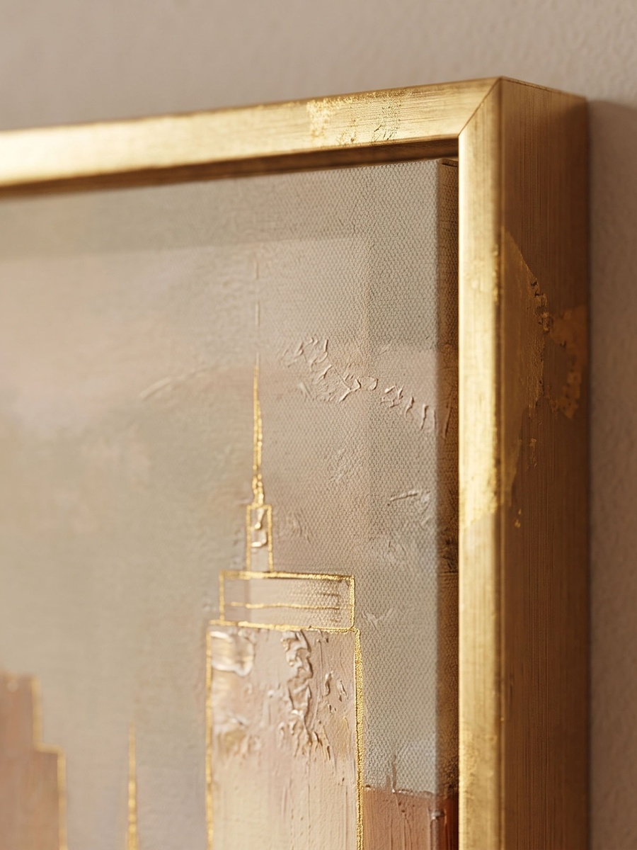 Cyprus Carl Skyline 3D Effect Gold Foiled Framed Picture - 60x60x2.8 cm