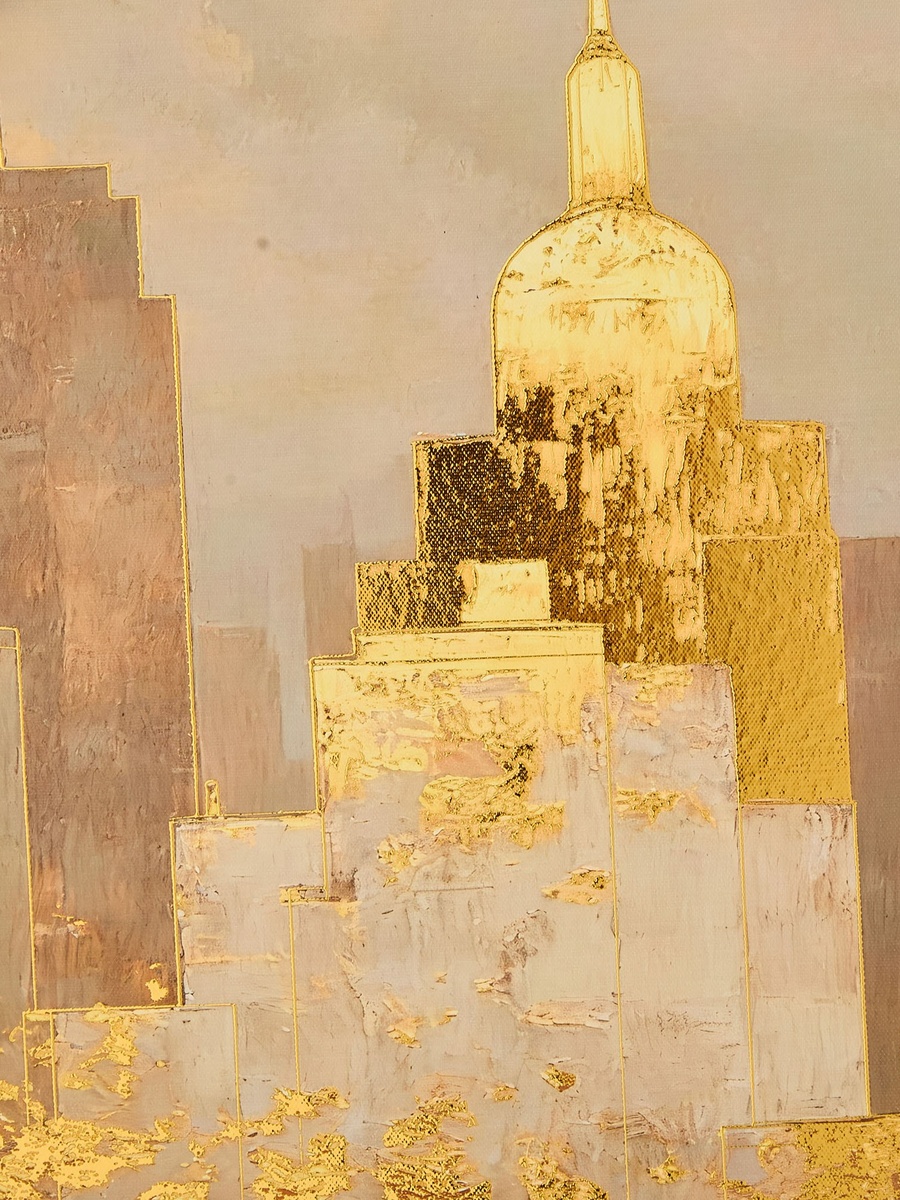Cyprus Carl Skyline 3D Effect Gold Foiled Framed Picture - 60x60x2.8 cm