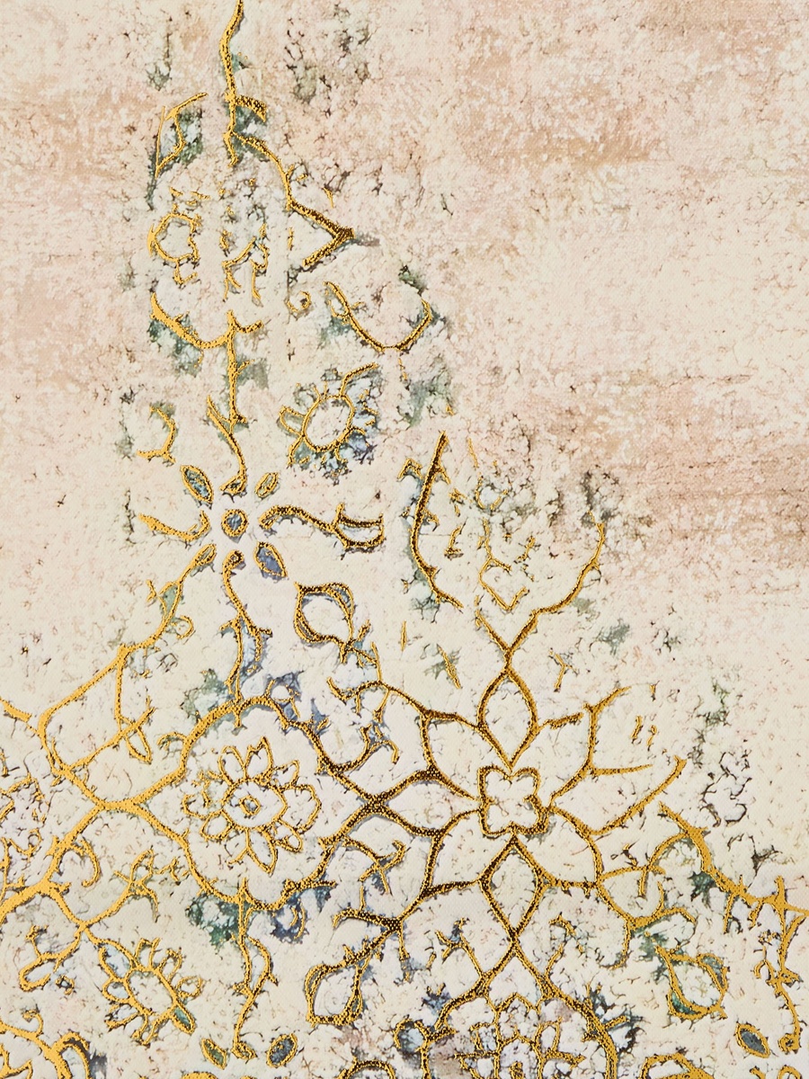 لوحة مؤطرة بتصميم عرقي برقائق ذهبية من سايبرس كارل - 60*90*2.8 سم