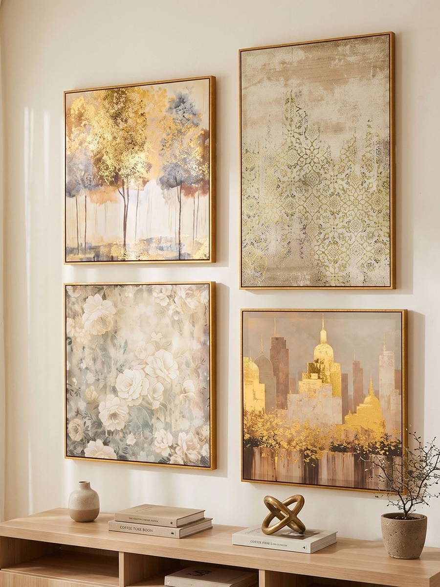 لوحة مؤطرة بتصميم عرقي برقائق ذهبية من سايبرس كارل - 60*90*2.8 سم