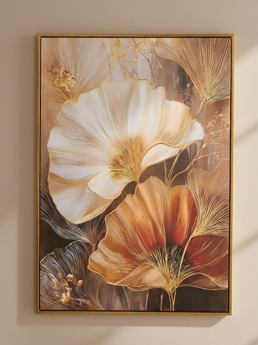 Cyprus Carl Twin Floral Framed Picture with Foil - 50x70x28 cm