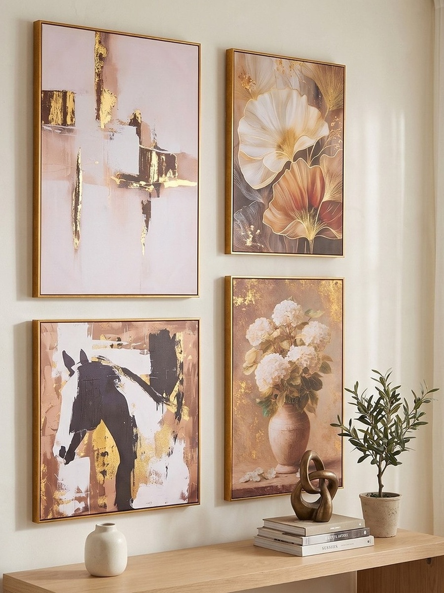 Cyprus Carl Twin Floral Framed Picture with Foil - 50x70x28 cm