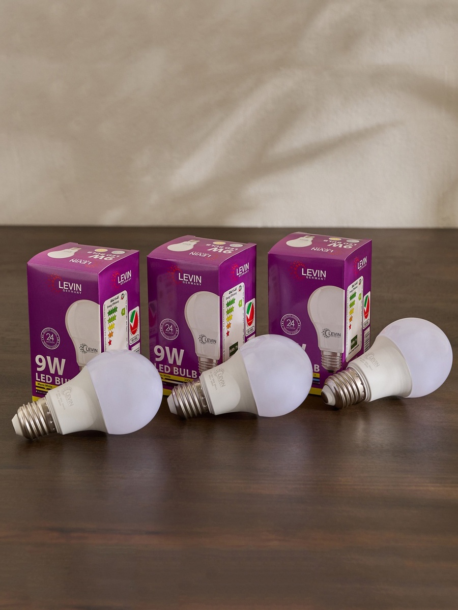 LEVIN LED 9W E27 3000K Warm Light A-Bulb - Set of 3