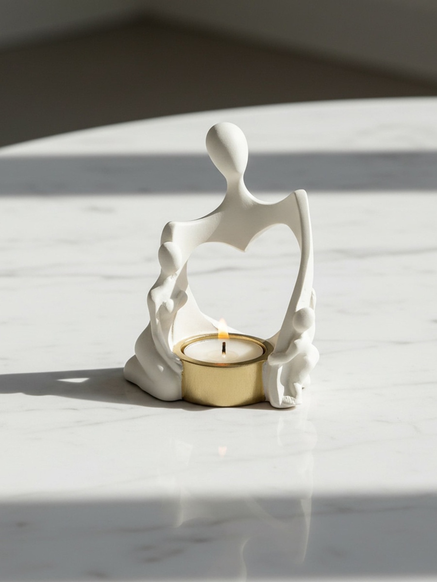 Wren Ema Monochrome Decorative Tealight Candleholder - 10.8x8x13 cm