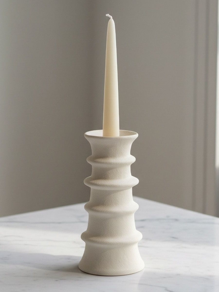 Umber Lavasa Renee Decorative Ceramic Candleholder - 17.3x17.3x35.3 cm
