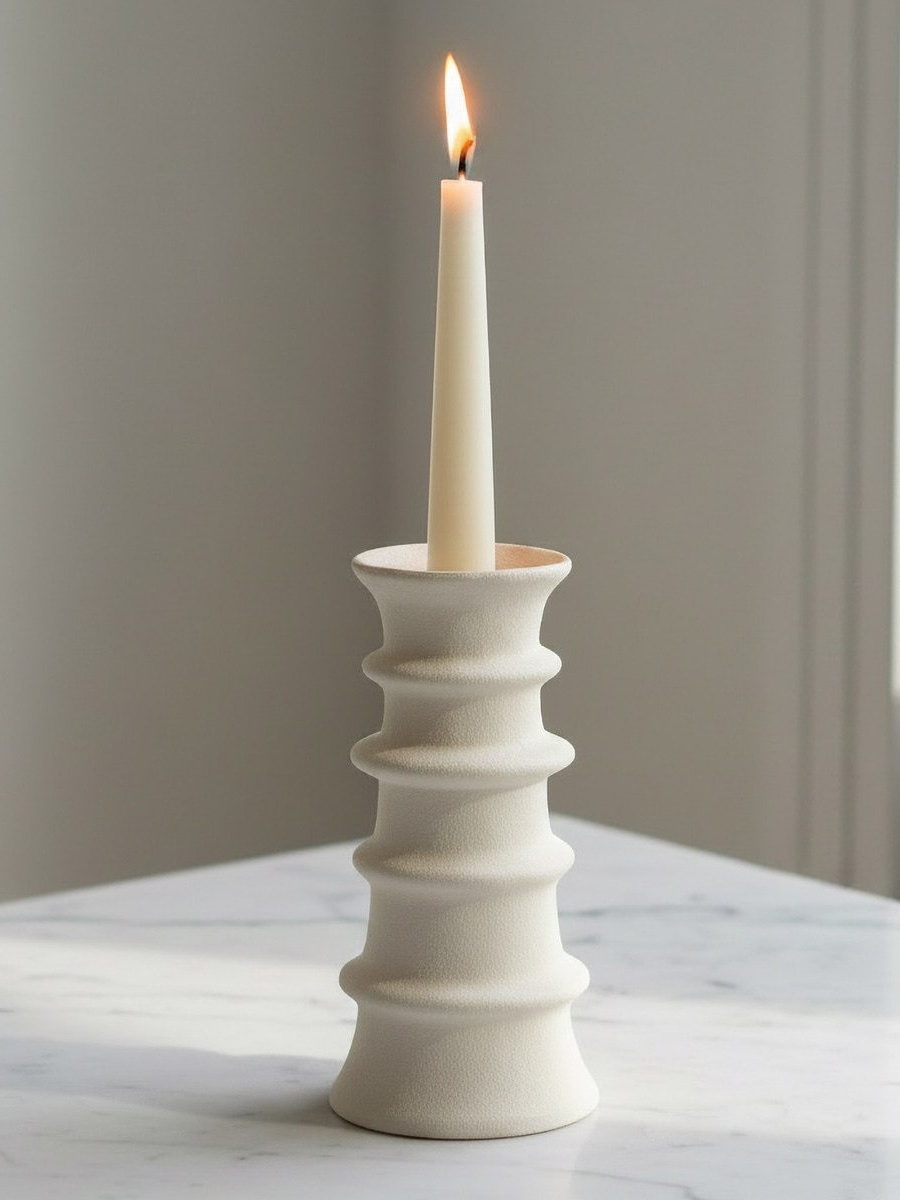 Umber Lavasa Renee Decorative Ceramic Candleholder - 17.3x17.3x35.3 cm