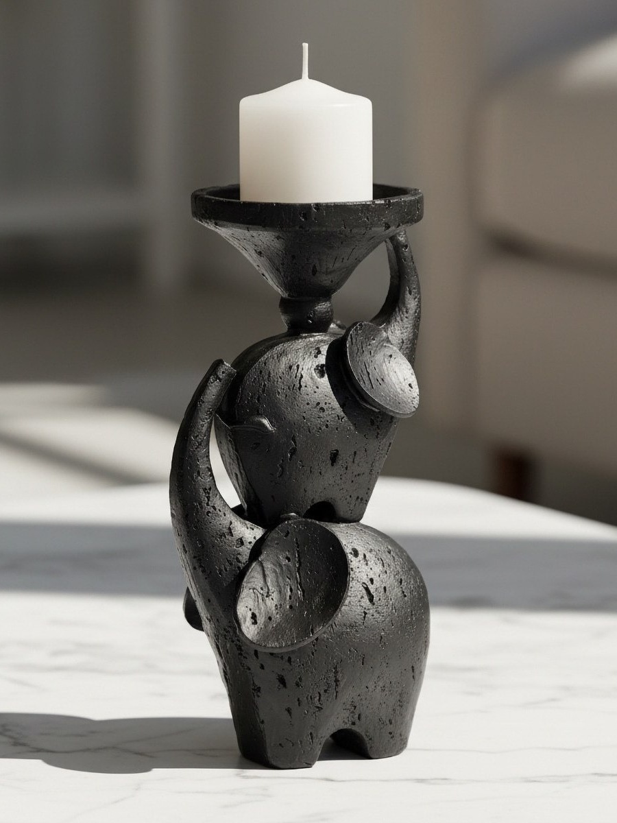 Fresco-Maeve Decorative Resin Pillar Candleholder - 12x9.8x24 cm