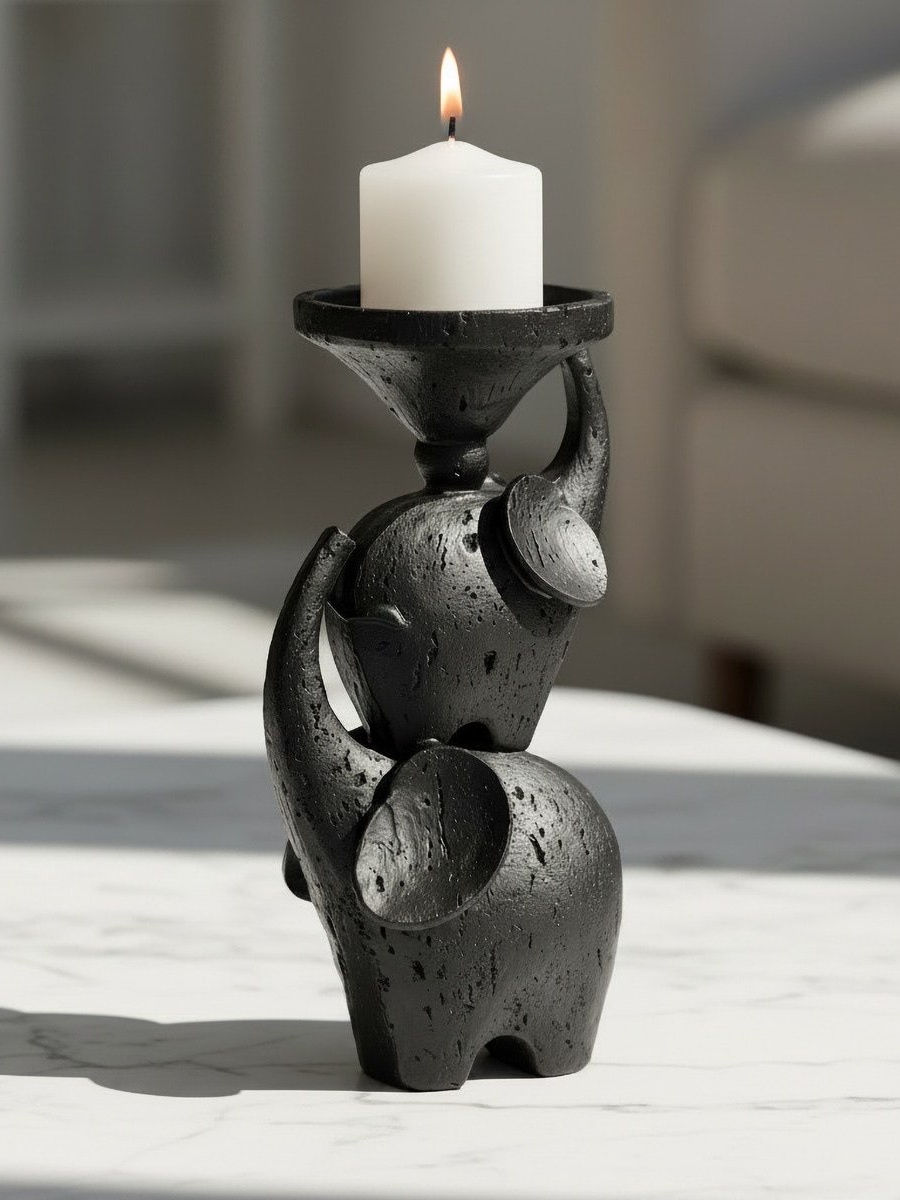 Fresco-Maeve Decorative Resin Pillar Candleholder - 12x9.8x24 cm