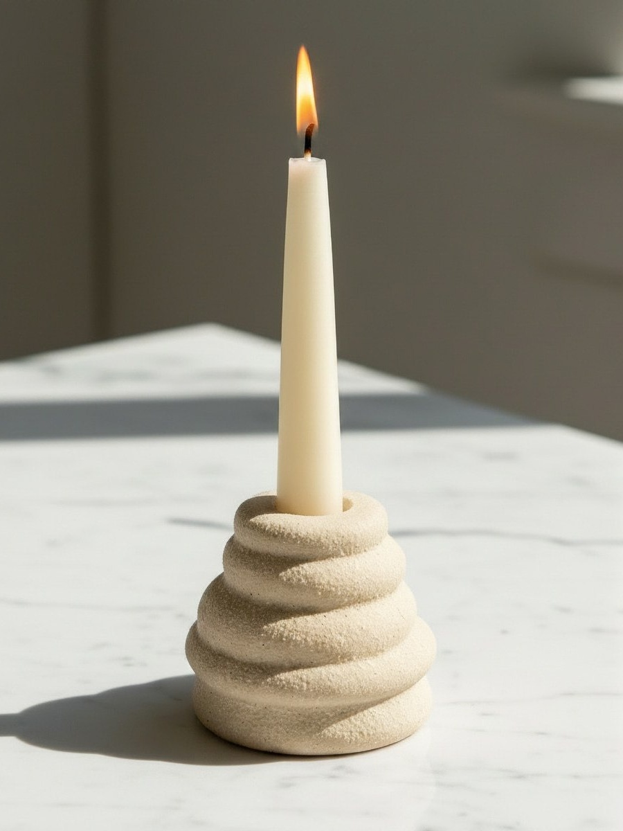 Fresco-Nellie Decorative Ceramic Taper Candle Holder - 7.6x7.6x7 cm