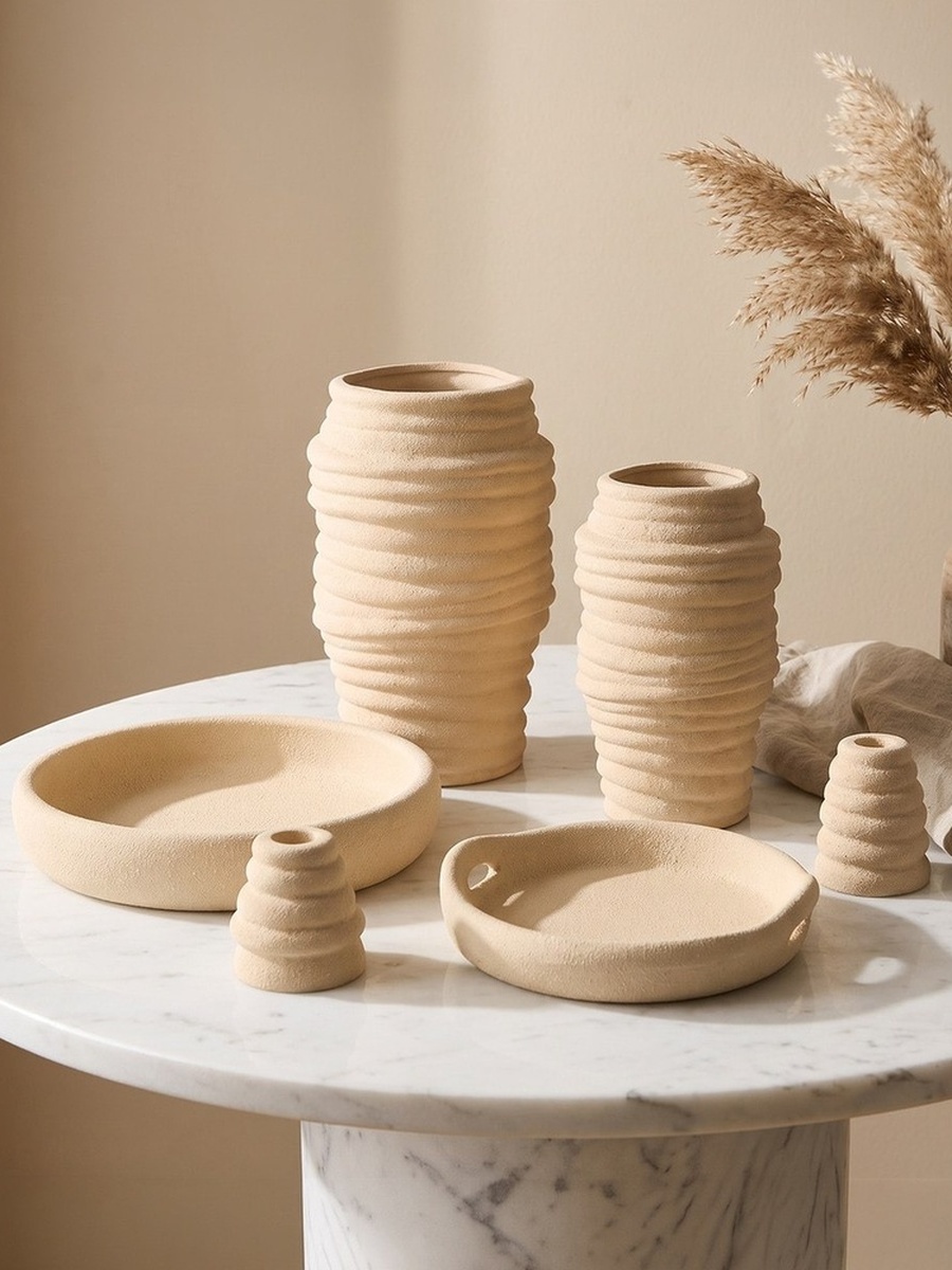 Fresco-Nellie Decorative Ceramic Taper Candle Holder - 7.6x7.6x7 cm