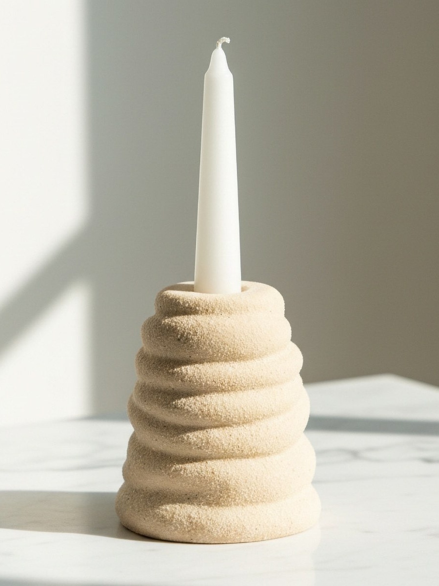 Fresco Nellie Decorative Ceramic Taper Candle Holder - 8.2x8.2x9.5 cm
