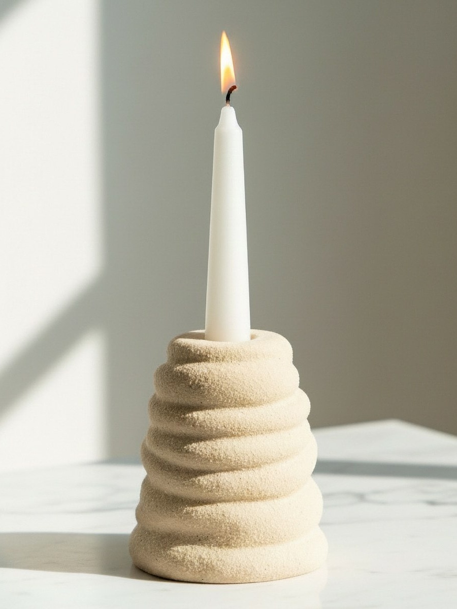 Fresco Nellie Decorative Ceramic Taper Candle Holder - 8.2x8.2x9.5 cm