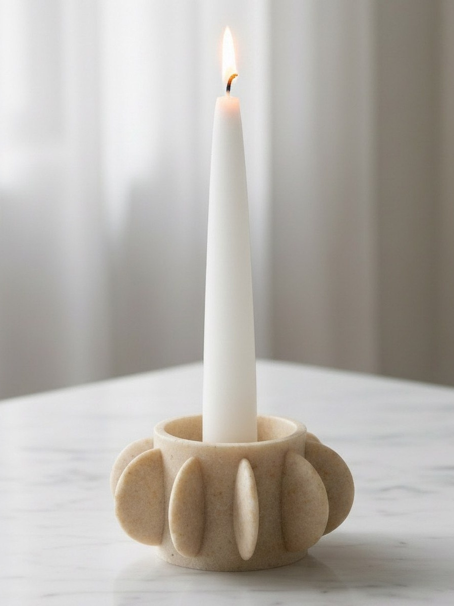 Fresco Idris Decorative Resin Taper Candleholder - 10x10x5 cm