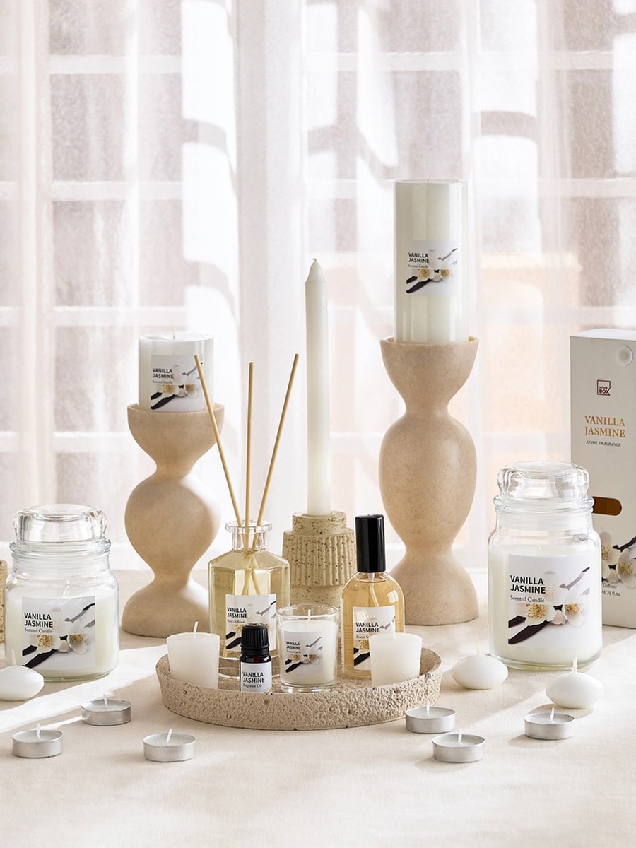 شموع نذرية معطرة برائحة الفانيليا والياسمين من قارة - طقم 4 قطع