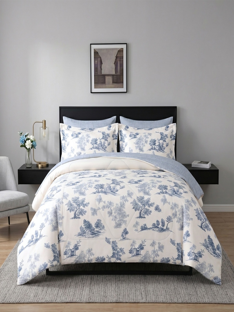 Hampton Toil 6-Piece Printed BIAB Super King Comforter Set - 240x260 cm