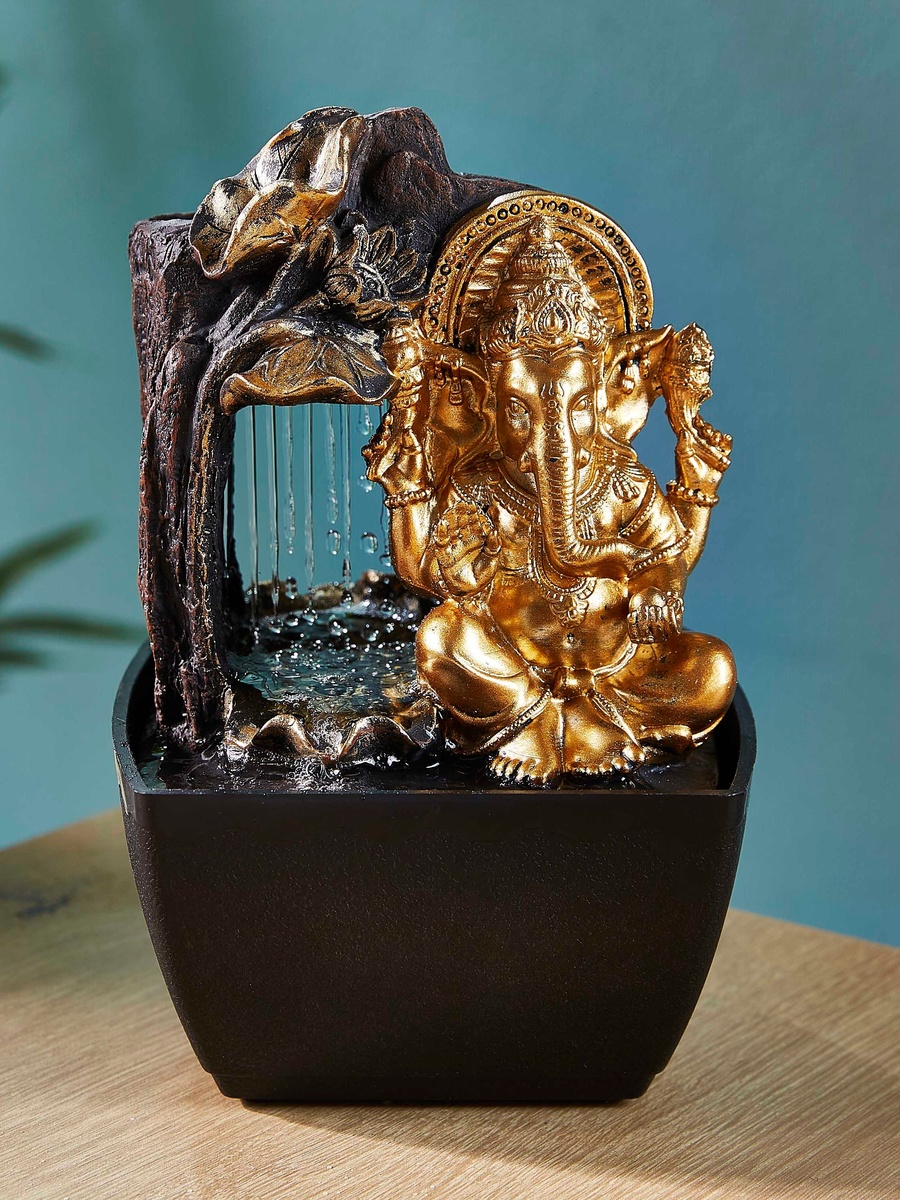Mini Ganesha Fountain with Yellow Light