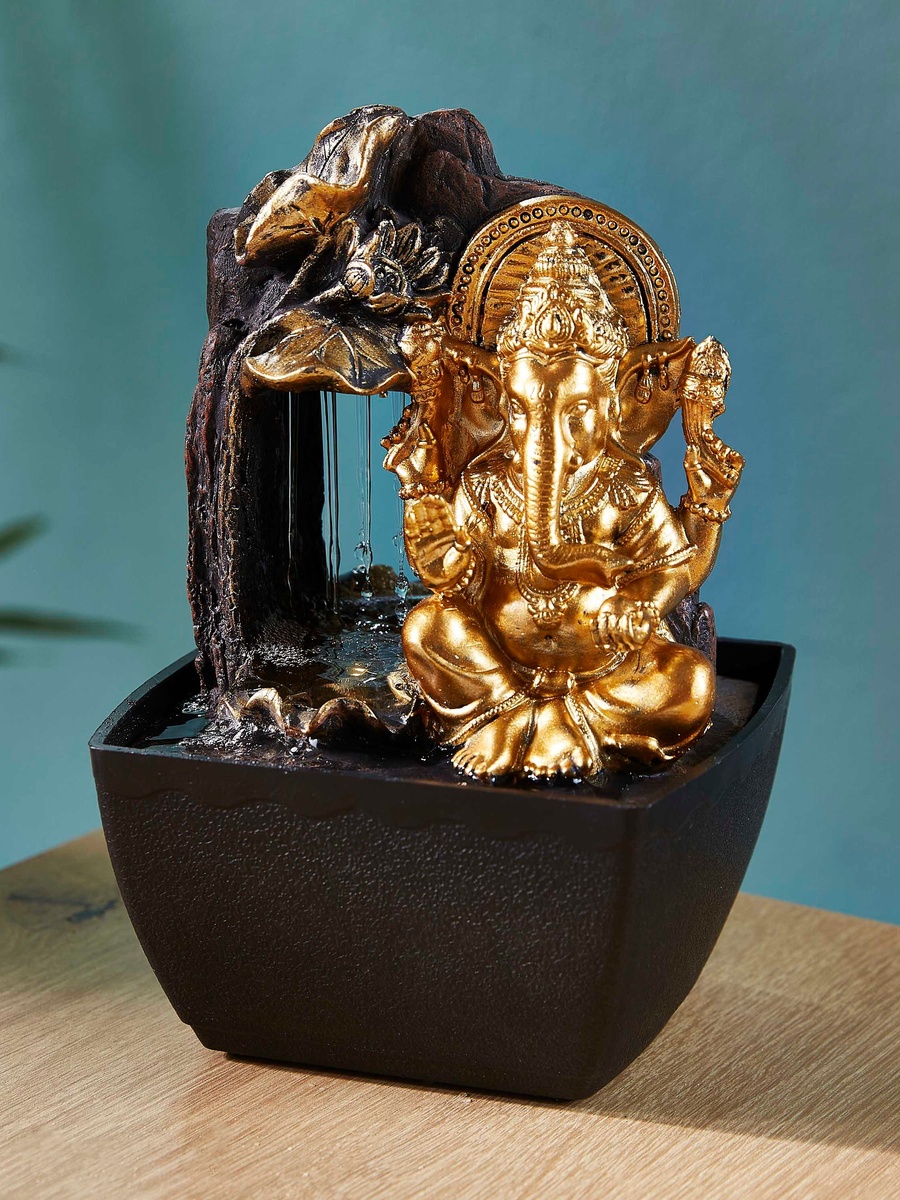 Mini Ganesha Fountain with Yellow Light