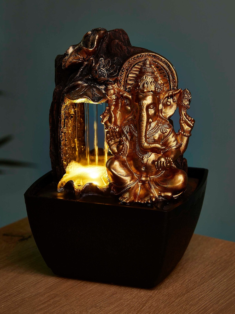 Mini Ganesha Fountain with Yellow Light