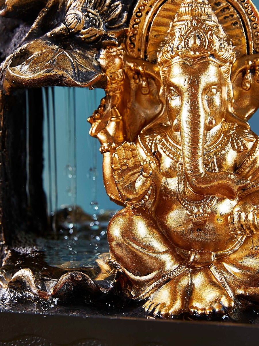 Mini Ganesha Fountain with Yellow Light
