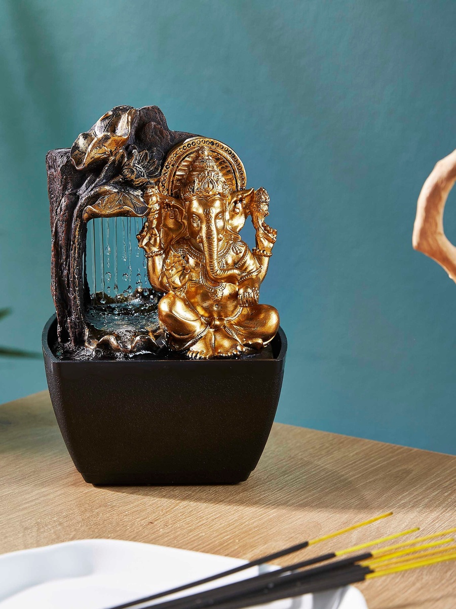 Mini Ganesha Fountain with Yellow Light