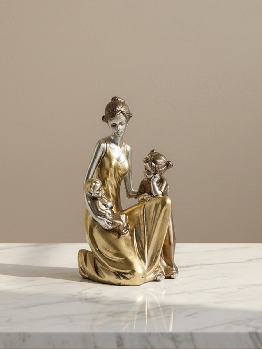 Wren Ema Aurum Decorative Mother with Children Figurine - 10.3x7.3x18 cm