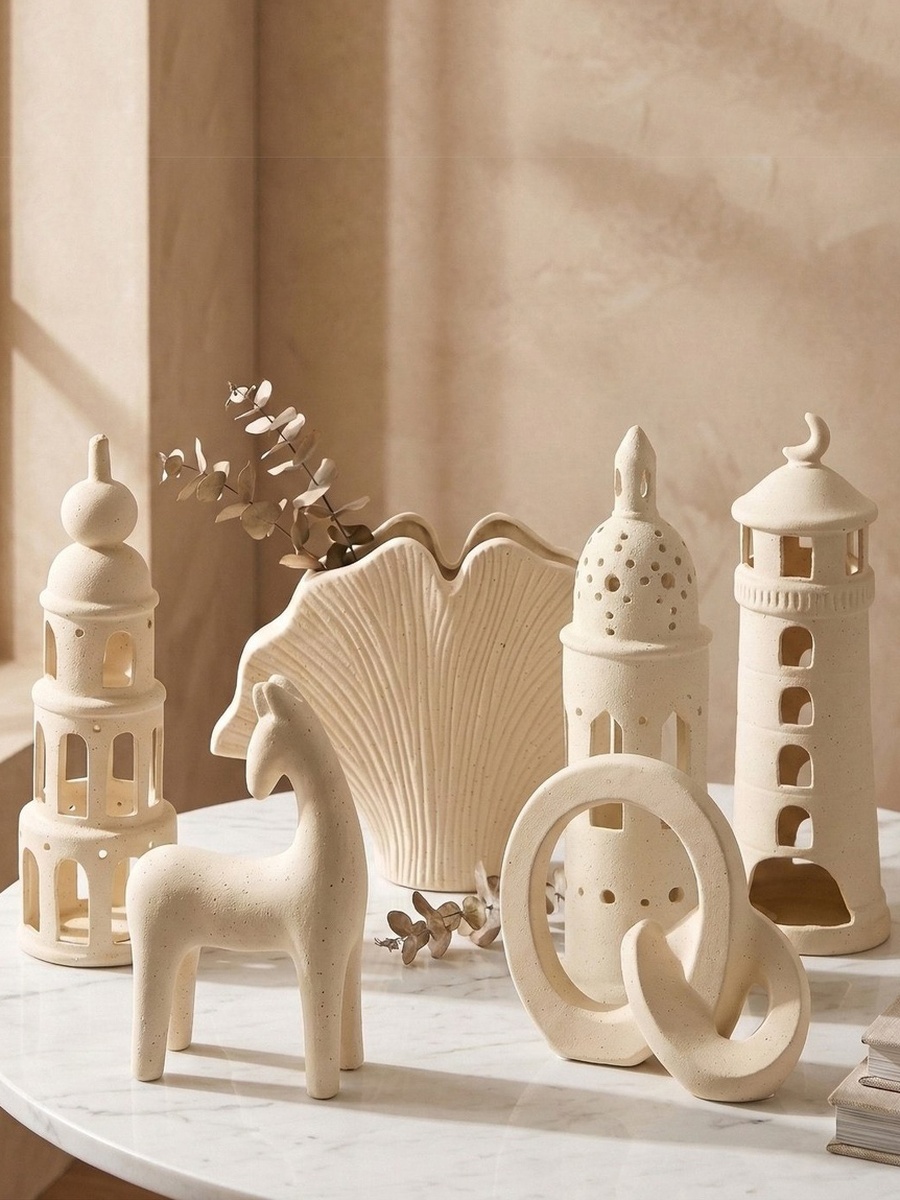 Umber Sansa Riwaq Ceramic Decorative Horse Accent -14.5x8x24 cm