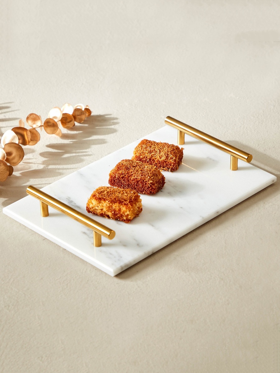 Zen Marble Tray with Handle - 30x20x5 cm