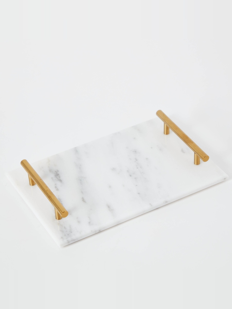 Zen Marble Tray with Handle - 30x20x5 cm
