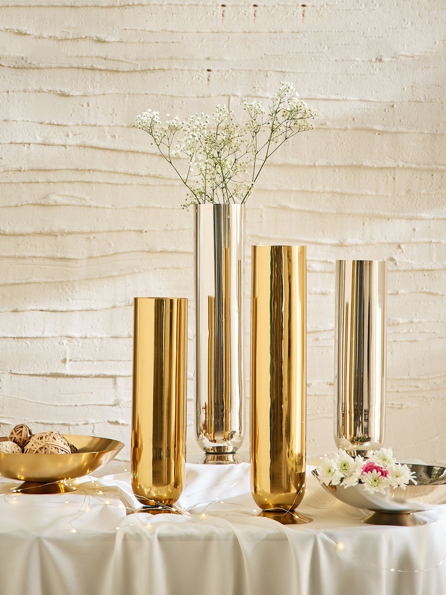 Bliss Samaya Decorative Cylindrical Vase with Base - 12x12x50 cm