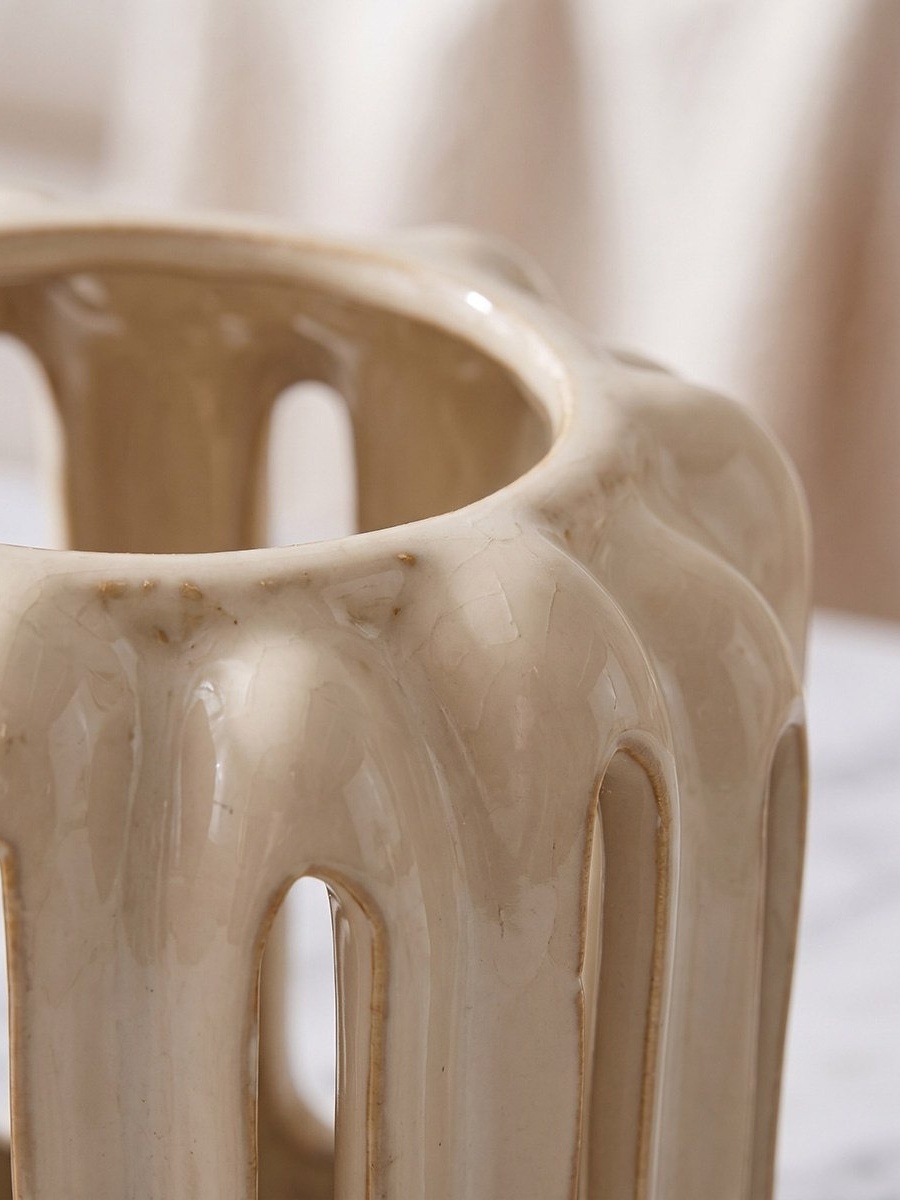 Umber Lavasa Renee Decorative Reactive Glaze Ceramic Vase - 13.7x13.7x13 cm