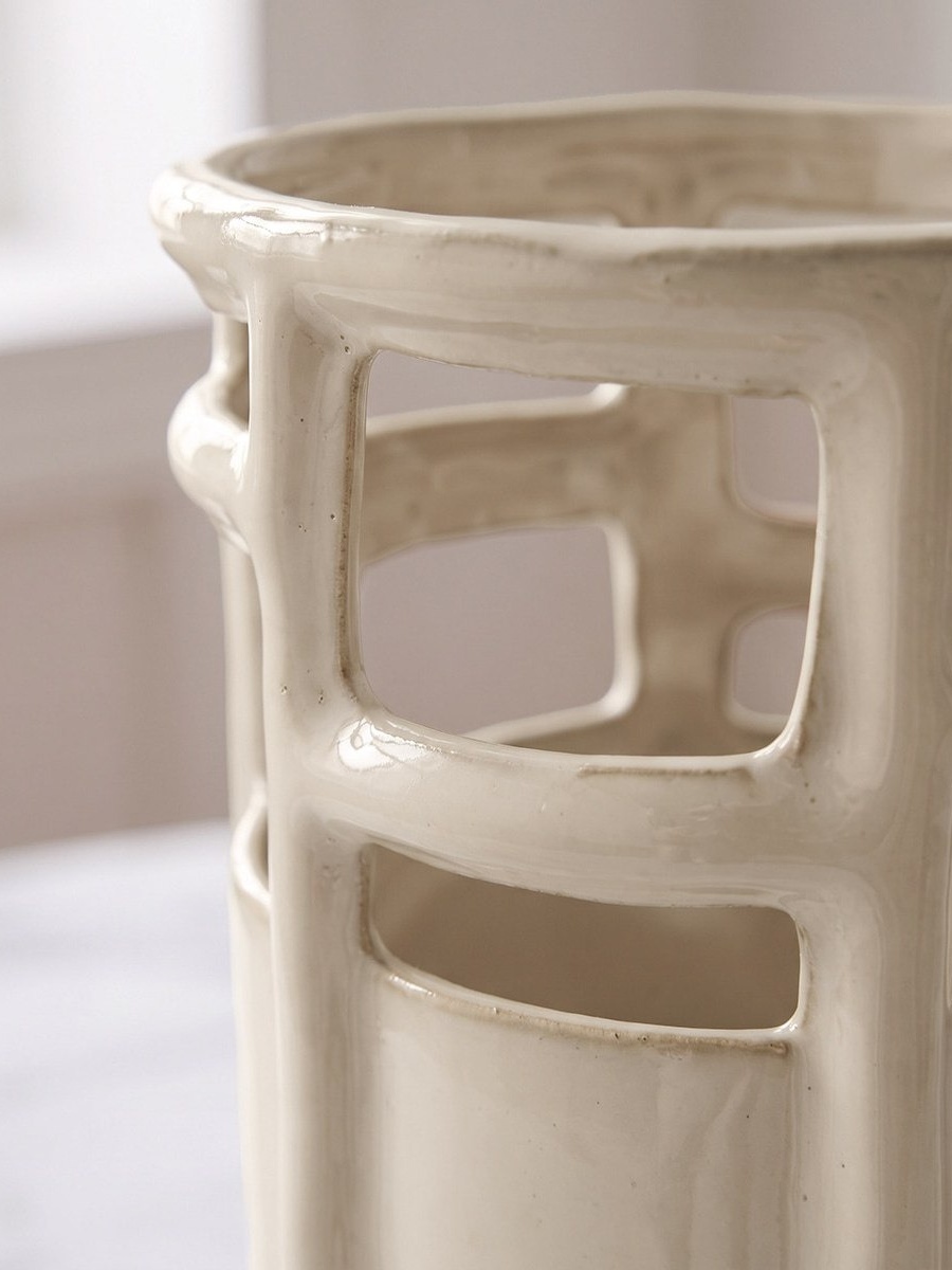 Umber Lavasa Renee Decorative Reactive Glaze Ceramic Vase - 16x16x31 cm
